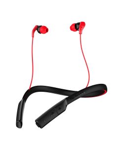 Skullcandy Method Bluetooth Wireless Sweat-Resistant Sport Earbuds with Microphone, Secure Around-The-Neck Collar, 9-Hour Rechargeable Battery, Perfect for Working Out, Black/Red