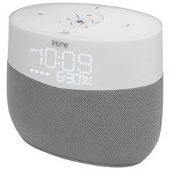 iHome Google Assistant Built-in Chromecast Smart Home Alarm Clock with Wi-Fi Multiroom Audio Bluetooth Speaker System for Streaming Music with USB Charging Port