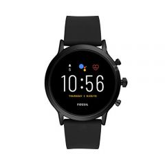 Fossil Unisex 44MM Gen 5 Carlyle HR Heart Rate Stainless Steel and Silicone Touchscreen Smart Watch, Color: Black (Model: FTW4025)