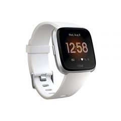 Fitbit Versa Lite Edition Smart Watch, One Size (S & L bands included) White/Silver Aluminum