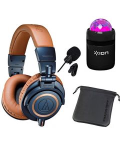 The BEST ATH-M50xBL Bundle you will ever own! Audio-Technica ATH-M50xBL Professional Studio Monitor Headphones + Ion Party Starter Bluetooth light show speaker and in-line mic