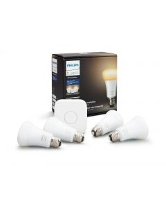 Philips Hue White Ambiance Smart Bulb Starter Kit (4 A19 Bulbs and 1 Hub Works with Alexa Apple HomeKit and Google Assistant)